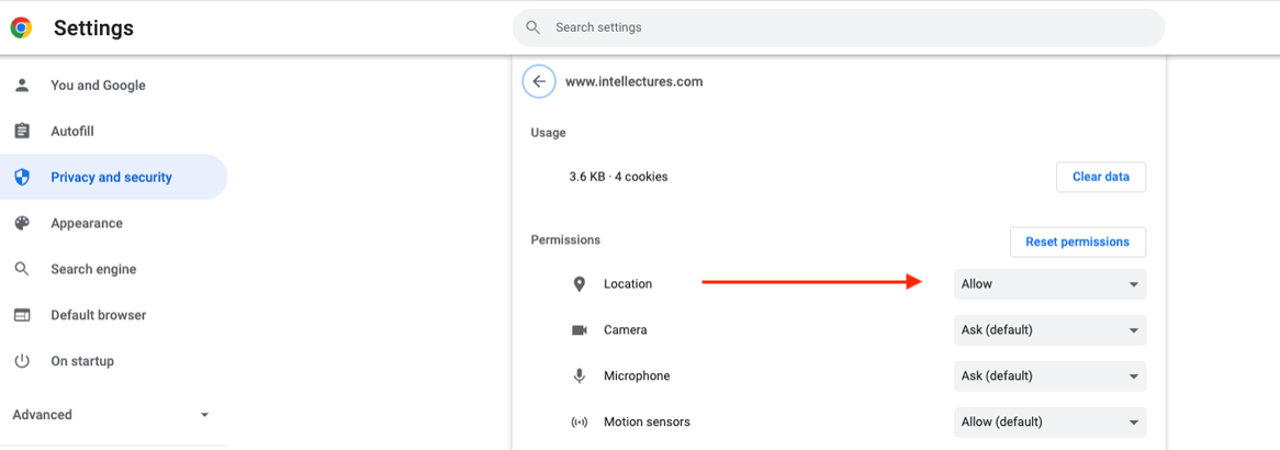 Chrome-allow-location-sharing